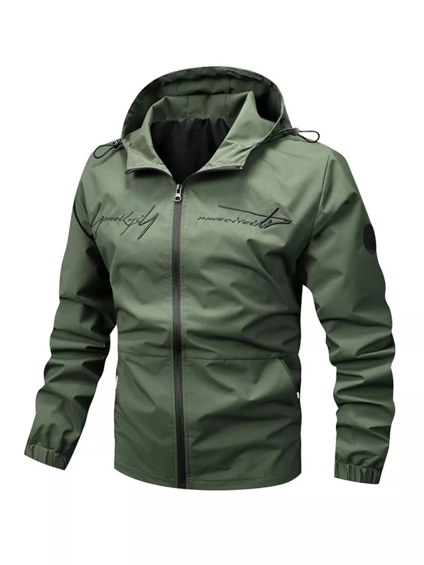 Men's Lightweight Hooded Windbreaker Jacket Moss