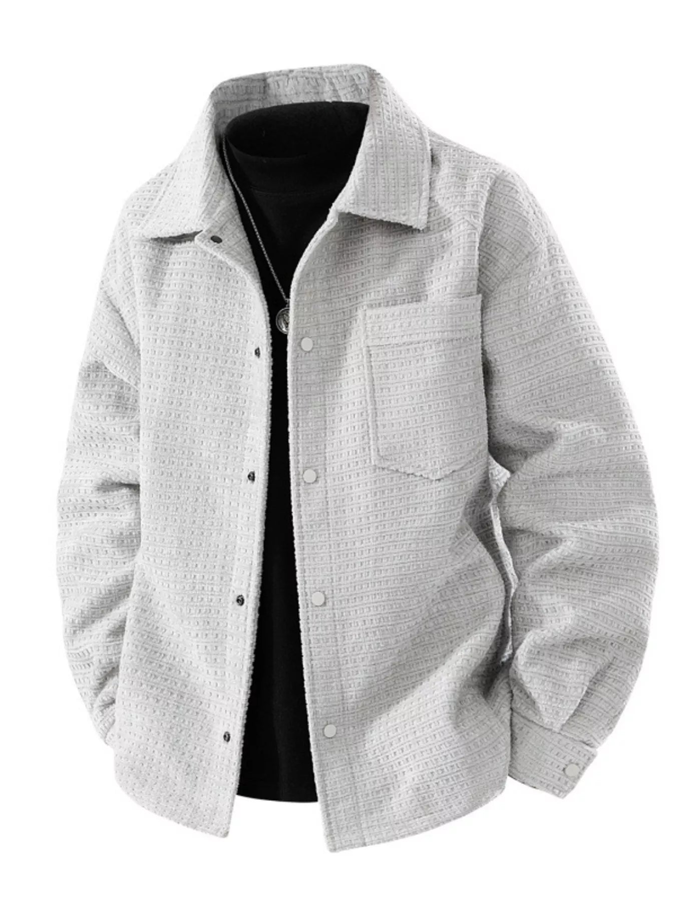 Men's Textured Snap Down Shacket White Gray