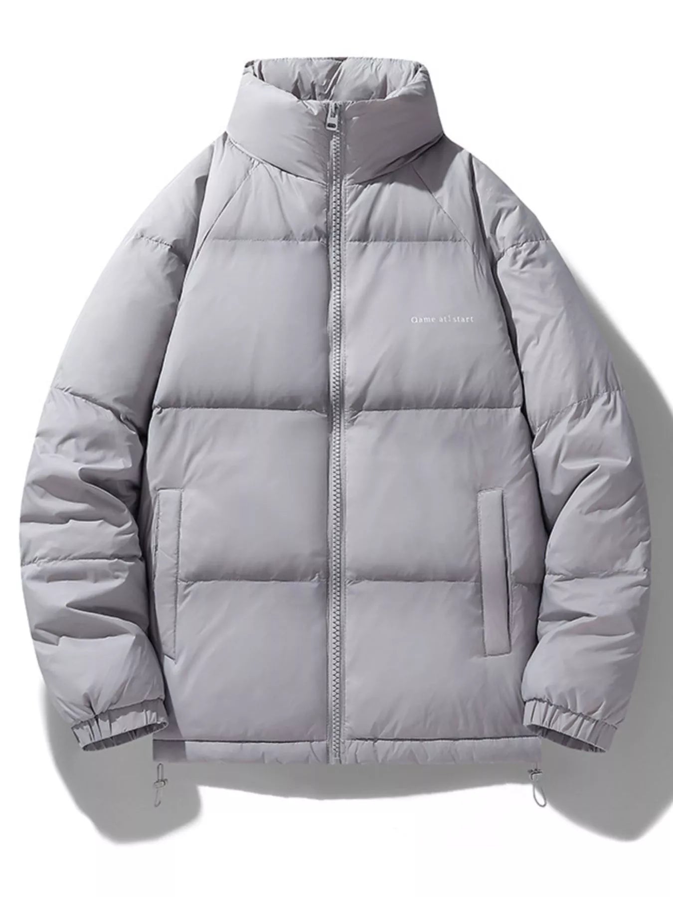 Men's Zip Up Padded Puffer Jacket Light Gray