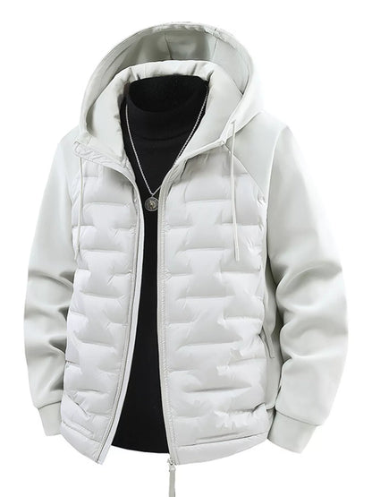 Men's Plus Size Hooded Padded Jacket Ivory