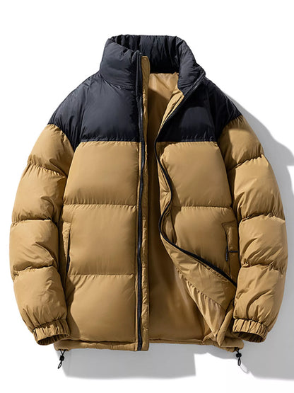 Men's Full Size Padded Zip Up Puffer Jacket Plus Size Khaki