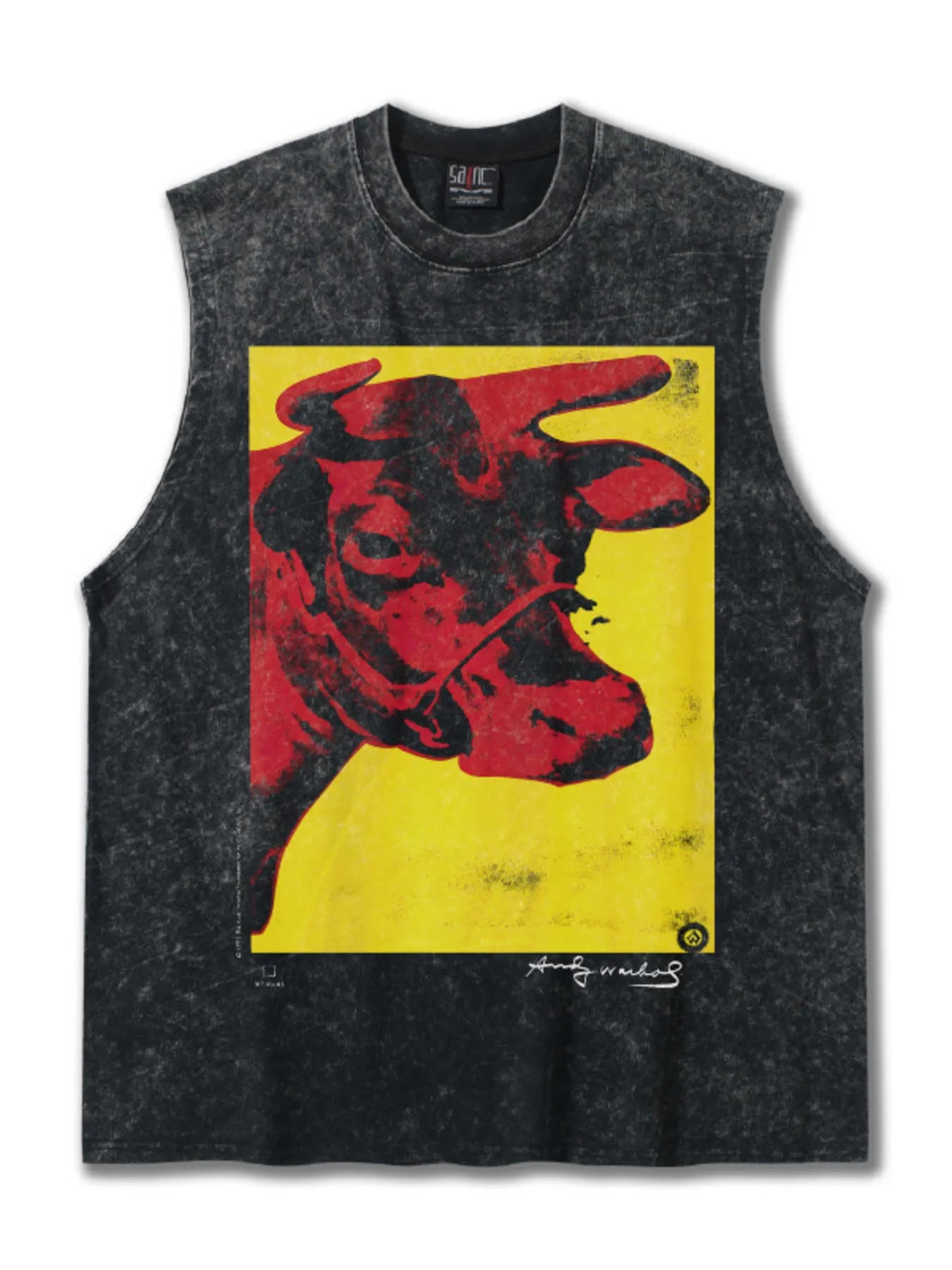 Men's Cow Graphic Round Neck Tank Dark Gray