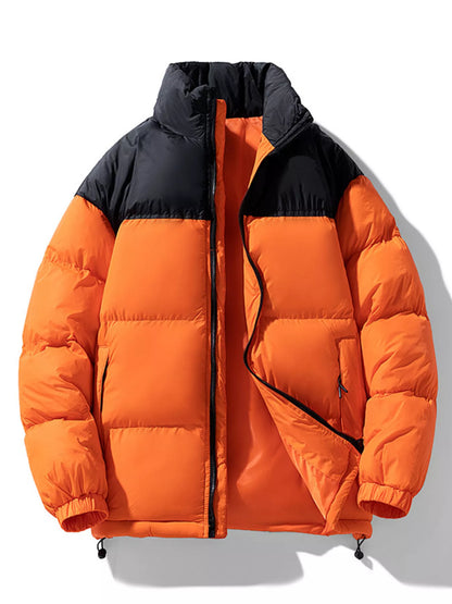 Men's Full Size Padded Zip Up Puffer Jacket Plus Size Orange