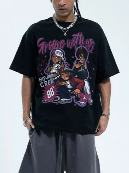 Men's Graphic Round Neck Half Sleeve T-Shirt Black