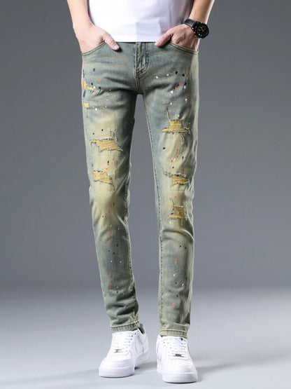 Men's Distressed Slim Fit Jeans Air Force Blue