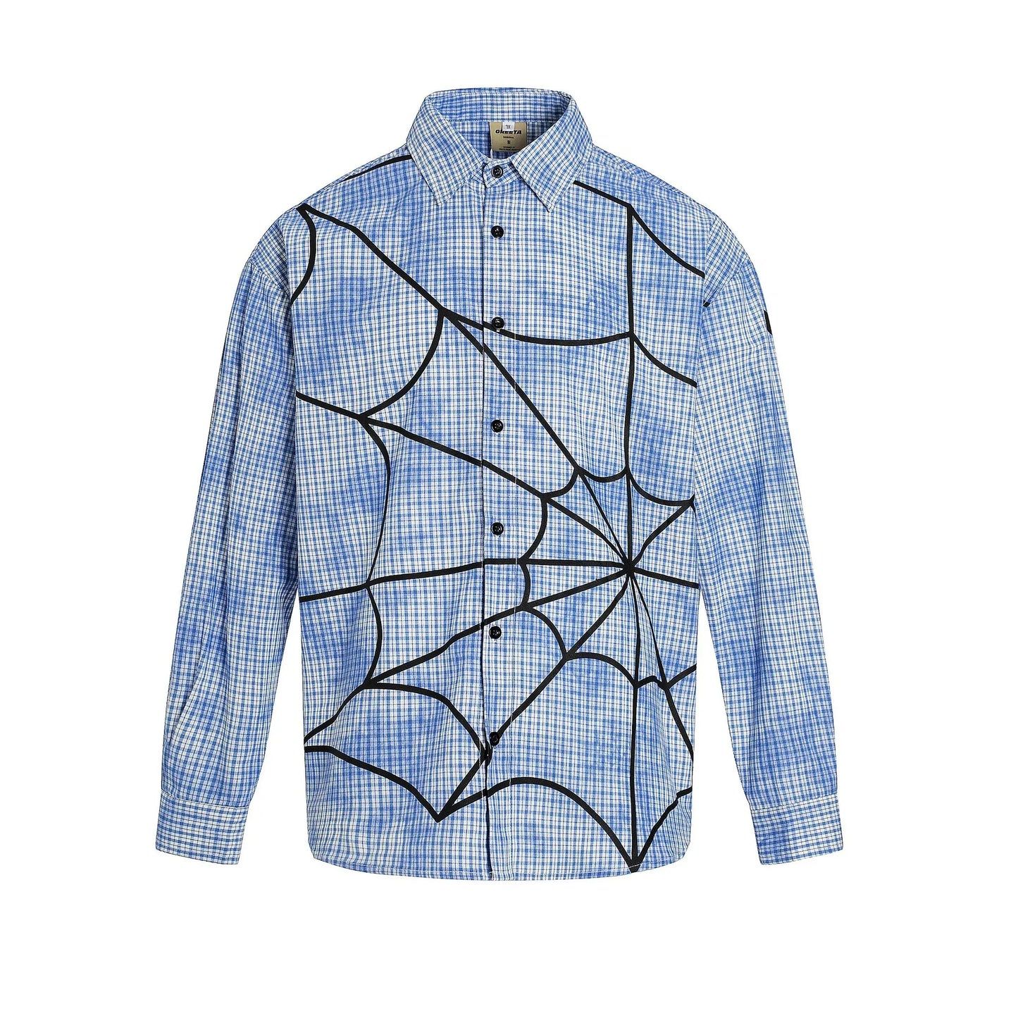 Men's Plaid Button-Up Long Sleeve Shirt Blue