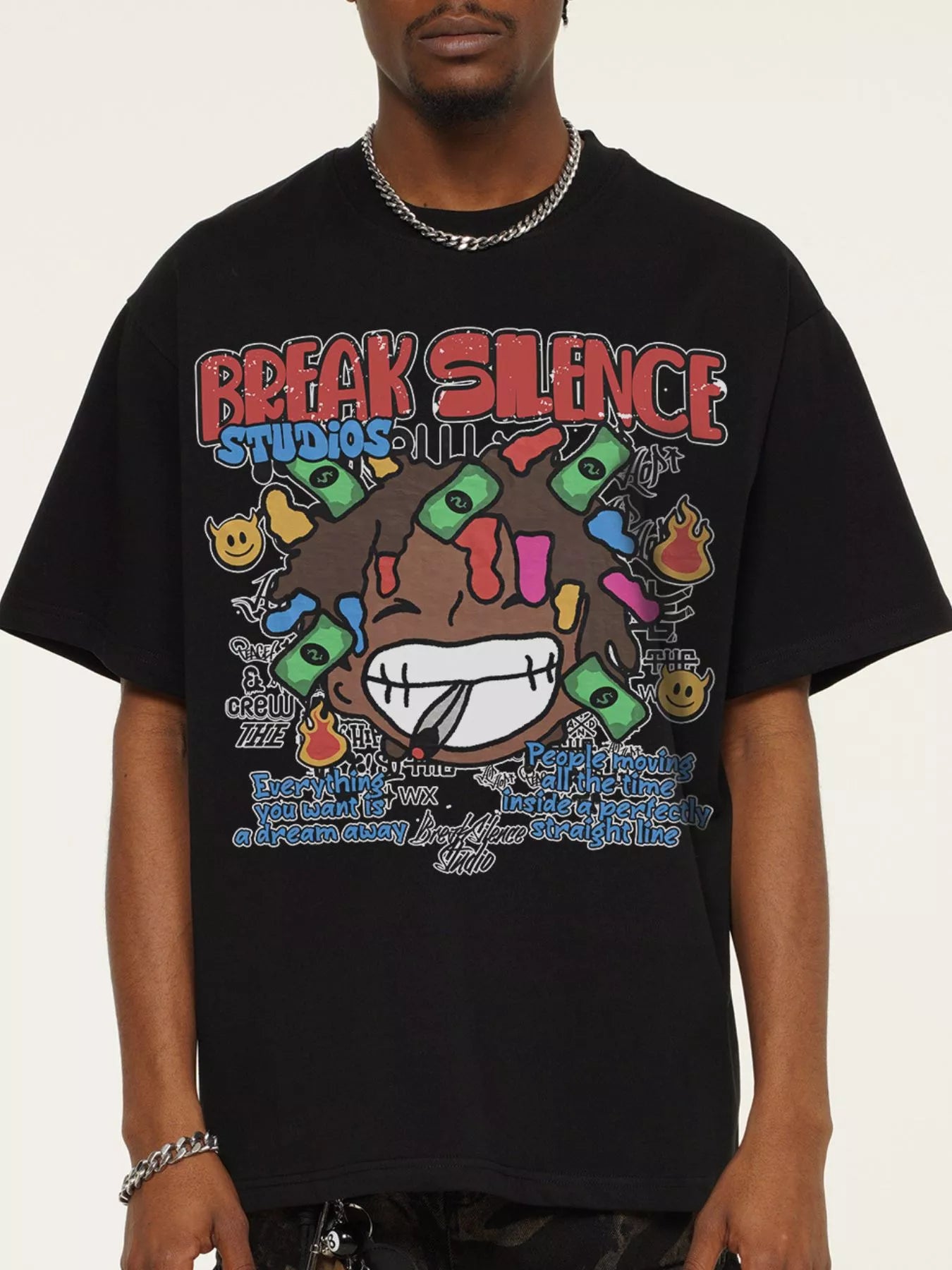 Men's Break Silence Graphic Relaxed Fit T-Shirt Black