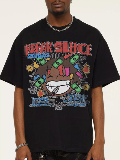 Men's Break Silence Graphic Relaxed Fit T-Shirt Black
