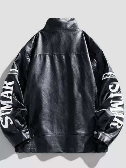 Men's Faux Leather Zip Up Jacket