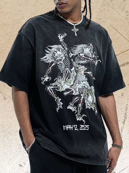 Men's Vintage Graphic Oversized T-Shirt Black