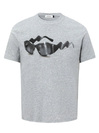 Men's Sunglasses Graphic Round Neck Short Sleeve T-Shirt Flower Gray