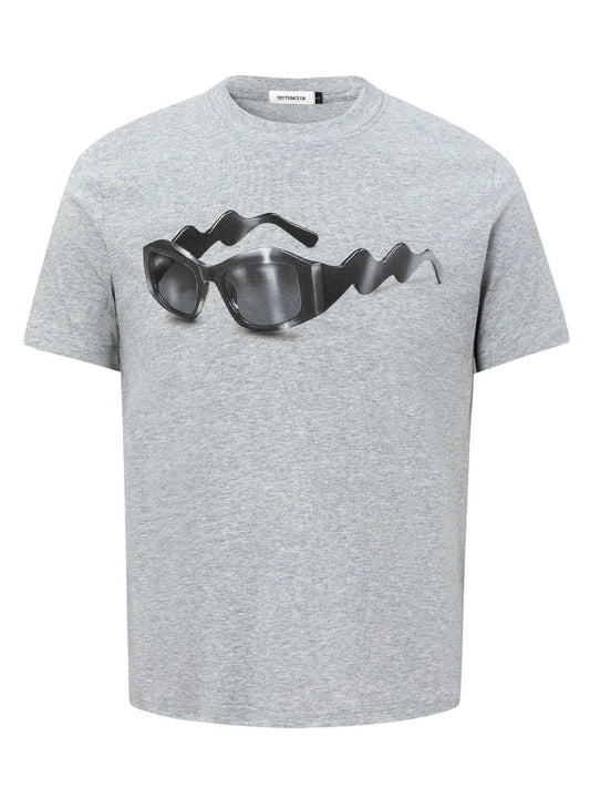 Men's Sunglasses Graphic Round Neck Short Sleeve T-Shirt Flower Gray