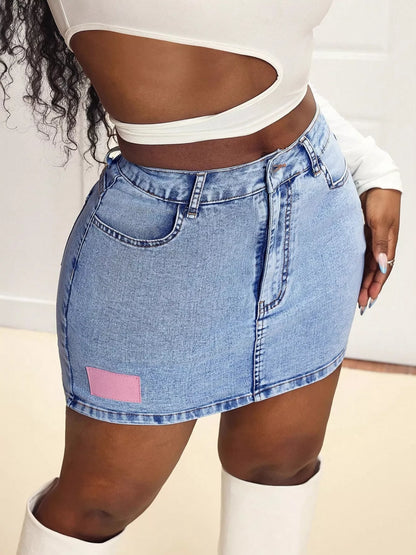 High Waist Mini Denim Skirt Blue