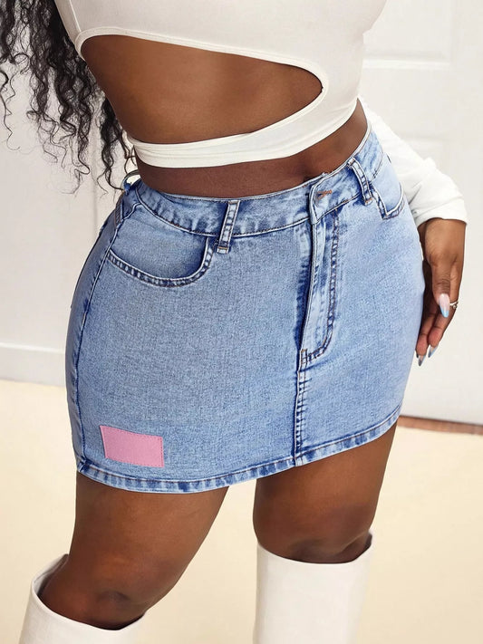 High Waist Mini Denim Skirt Blue