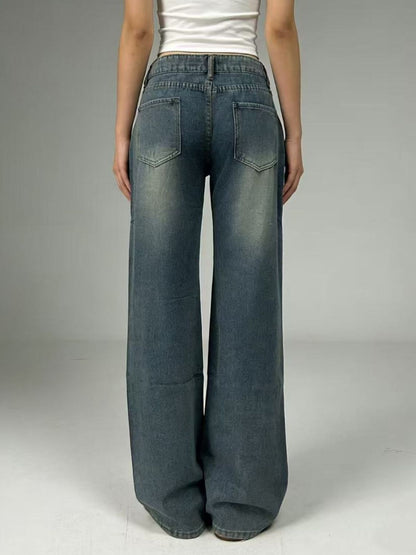 Vintage Wash Wide Leg Jeans