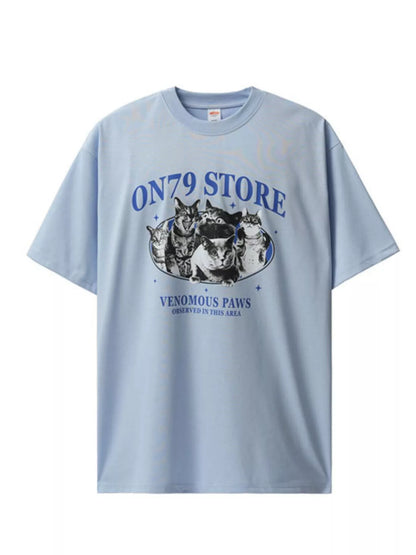Men's Graphic Round Neck Short Sleeve T-Shirt Sky Water Blue