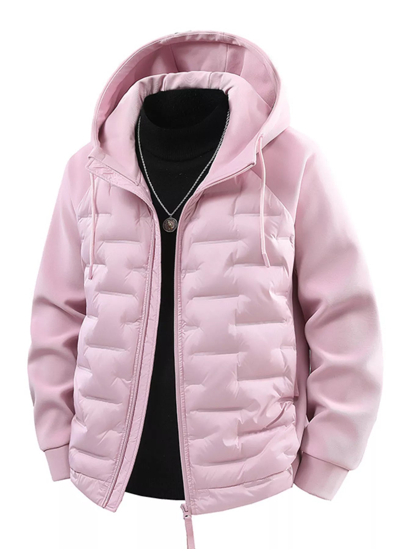 Men's Plus Size Hooded Padded Jacket Pink