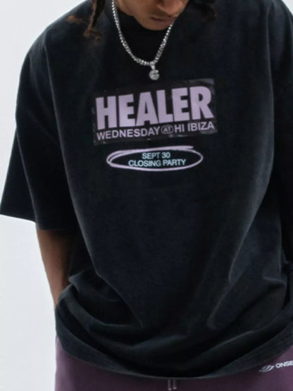 Men's Letter Round Neck Half Sleeve T-Shirt