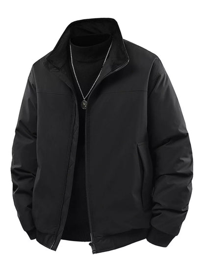 Men's Casual Stand Collar Lightweight Bomber Jacket Black
