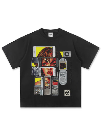 Men's Vintage Wash Graphic Short Sleeve T-Shirt Black