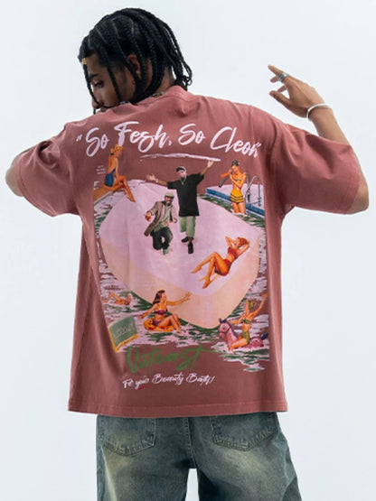 Men's Washed Graphic Oversized T-Shirt