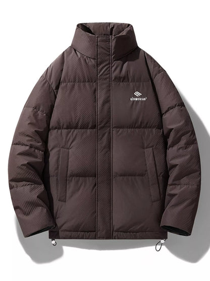 Men's Plus Size Zip Up Padded Puffer Jacket Brown