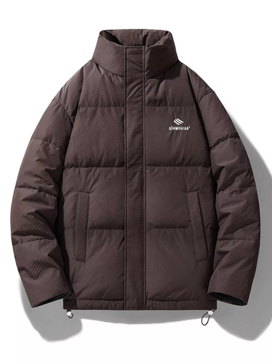 Men's Plus Size Zip Up Padded Puffer Jacket Brown