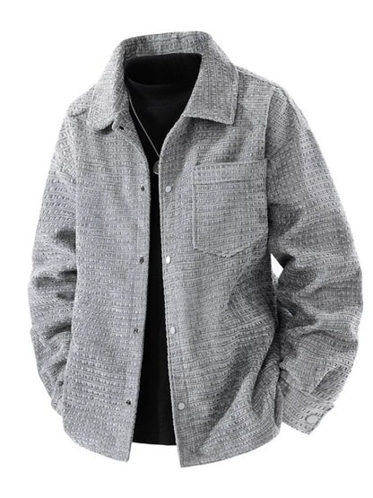 Men's Textured Snap Down Shacket Grey