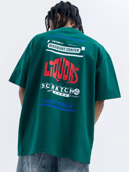 Men's Letter Round Neck Short Sleeve T-Shirt
