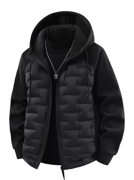 Men's Plus Size Hooded Padded Jacket Black