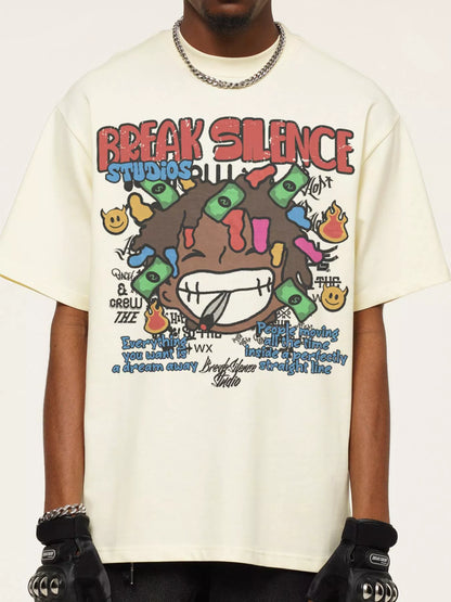 Men's Break Silence Graphic Relaxed Fit T-Shirt Cream