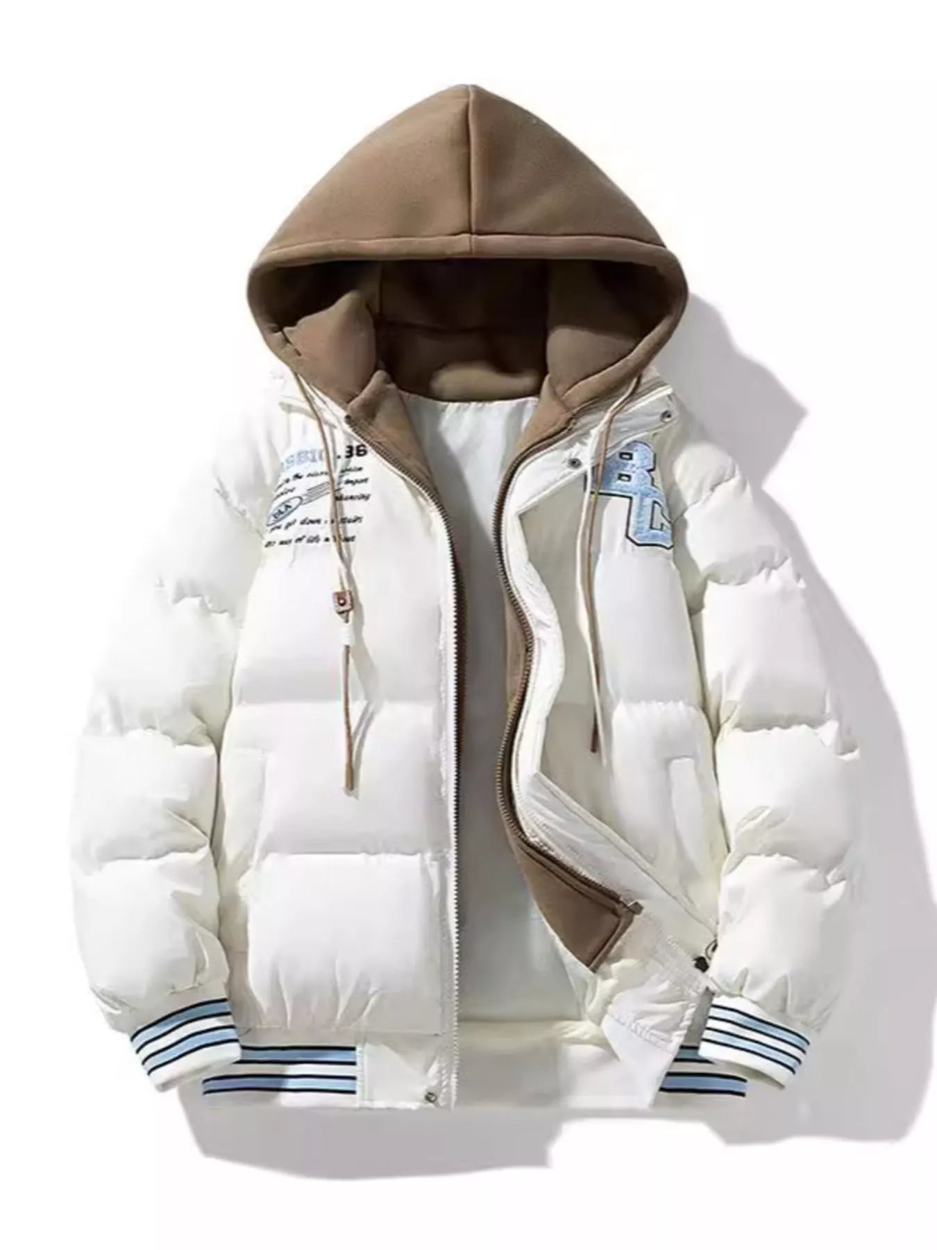 Men's Hooded Padded Puffer Jacket Off-white