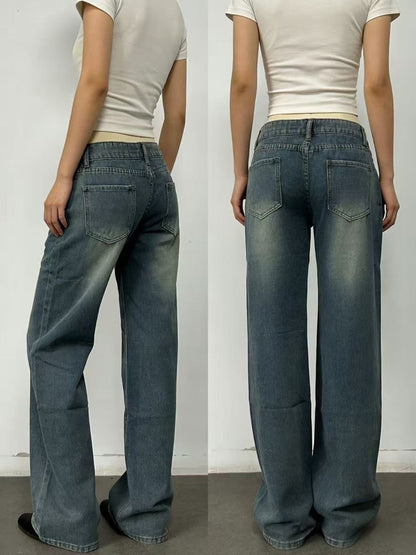 Vintage Wash Wide Leg Jeans
