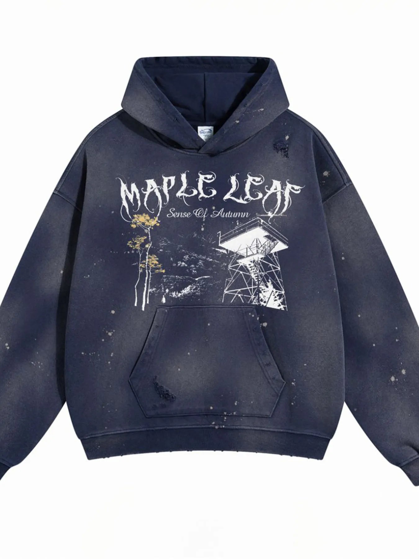 Men's Graphic Long Sleeve Hoodie Dusty Blue