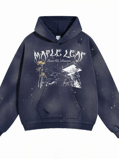 Men's Graphic Long Sleeve Hoodie Dusty Blue