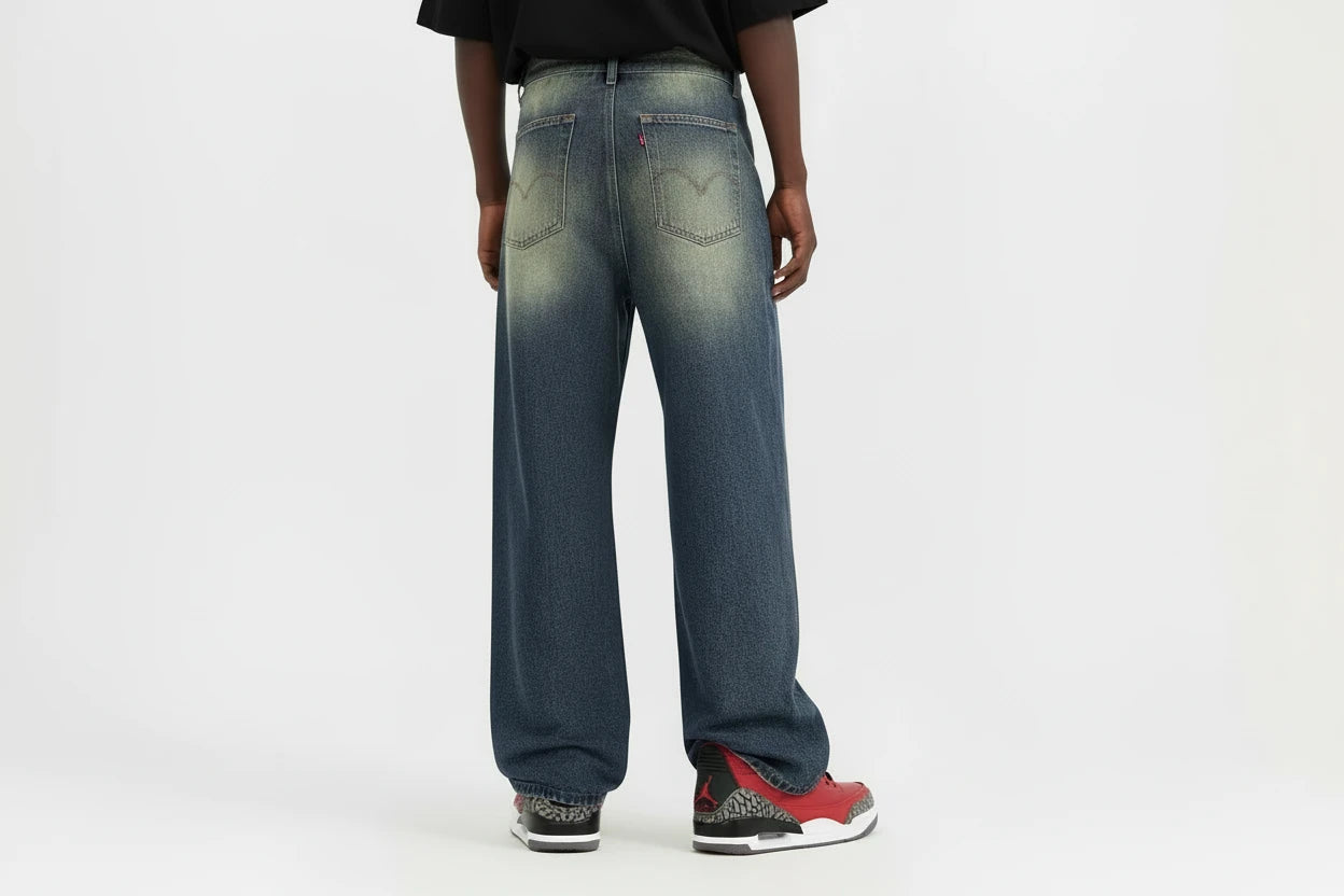 Men's Vintage Wash Wide Leg Jeans