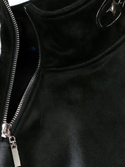 Men's Oversized Zipper Detail Turtleneck Sweatshirt