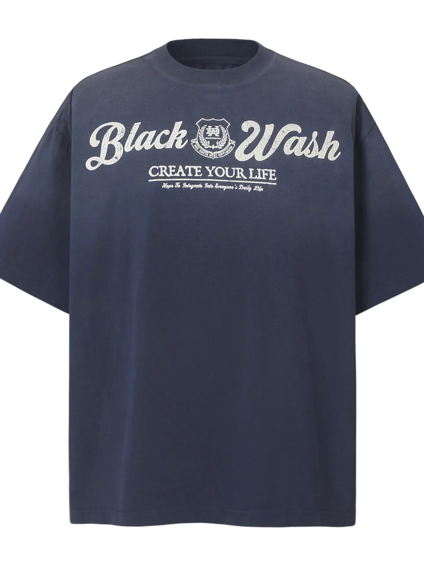 Men's Gradient Letter Round Neck T-Shirt Blue