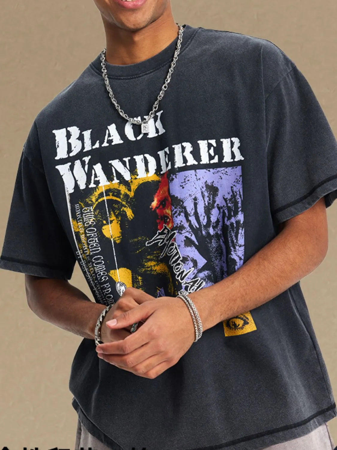 Men's Graphic Round Neck Half Sleeve T-Shirt Black