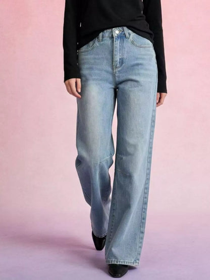 Wide Leg Wash Jeans