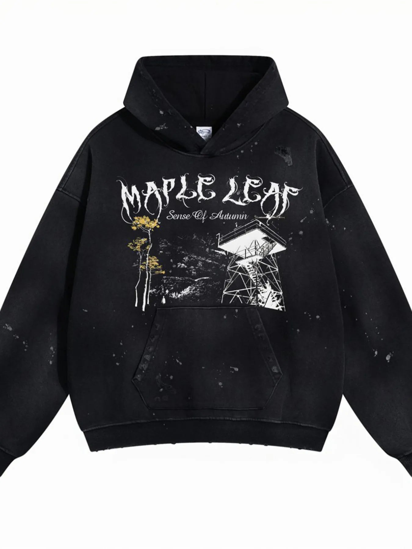 Men's Graphic Long Sleeve Hoodie Black