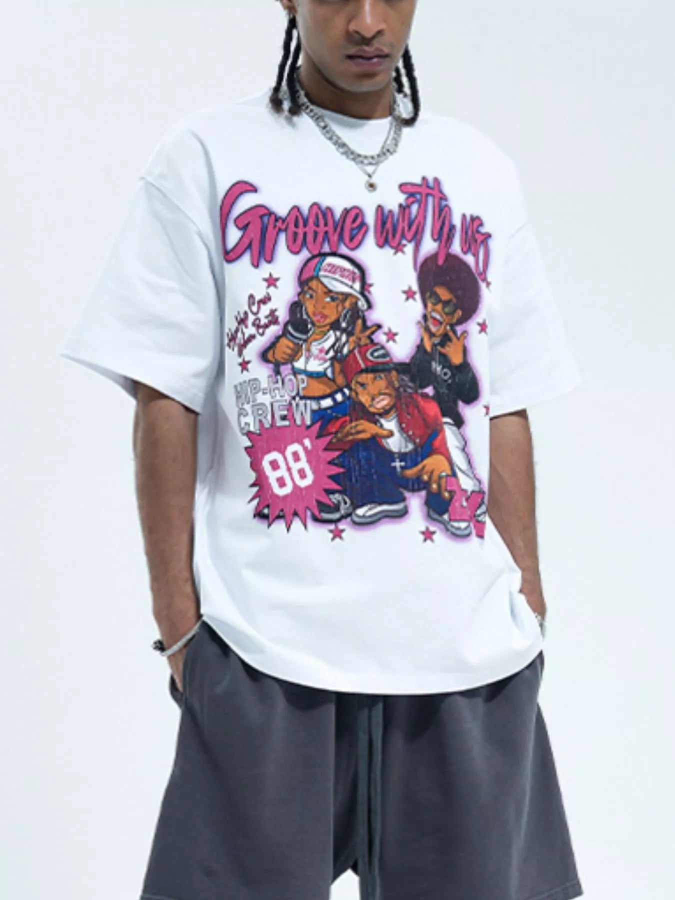 Men's Graphic Round Neck Half Sleeve T-Shirt White