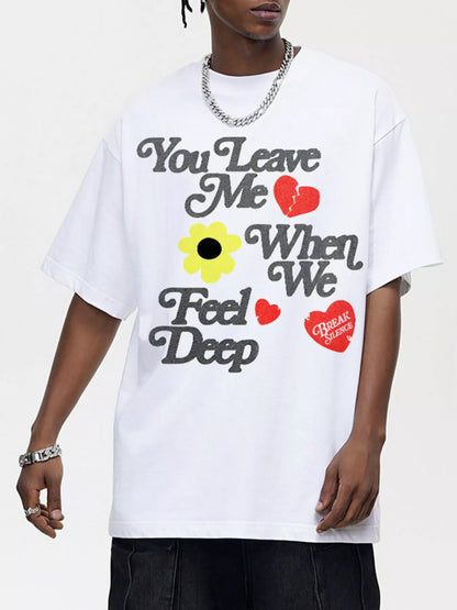 Men's Letter Graphic Round Neck T-Shirt White