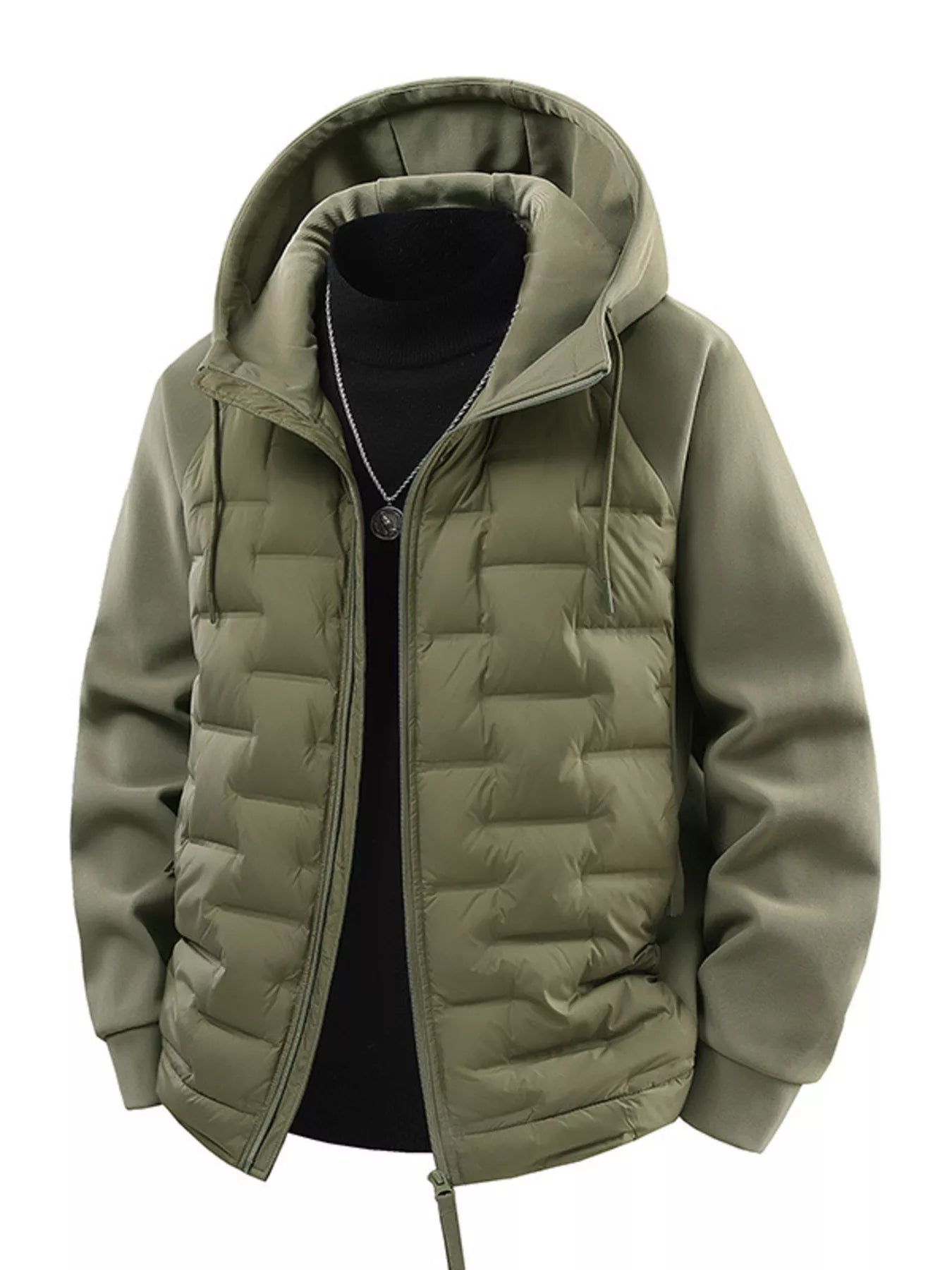 Men's Plus Size Hooded Padded Jacket Green
