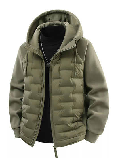 Men's Plus Size Hooded Padded Jacket Green