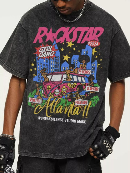 Men's Rockstar Graphic Short Sleeve T-Shirt Dark Gray