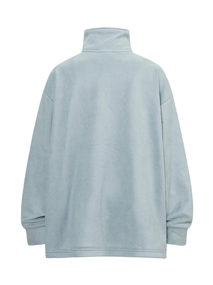 Men's Oversized Zipper Detail Turtleneck Sweatshirt