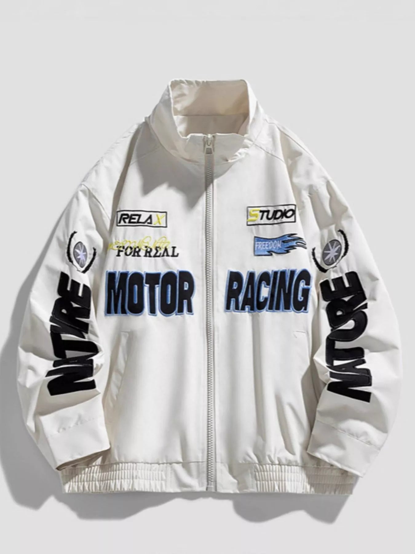 Men's Zip Up Casual Jacket Gray white