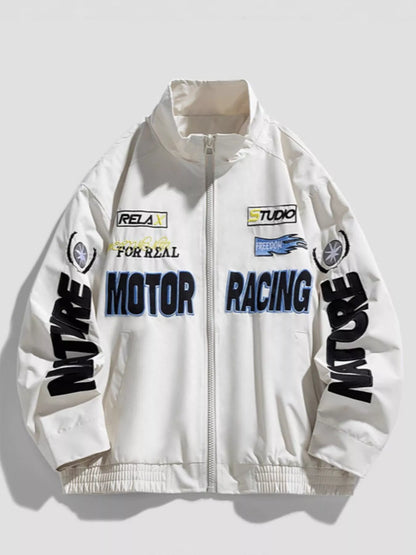 Men's Zip Up Casual Jacket Gray white