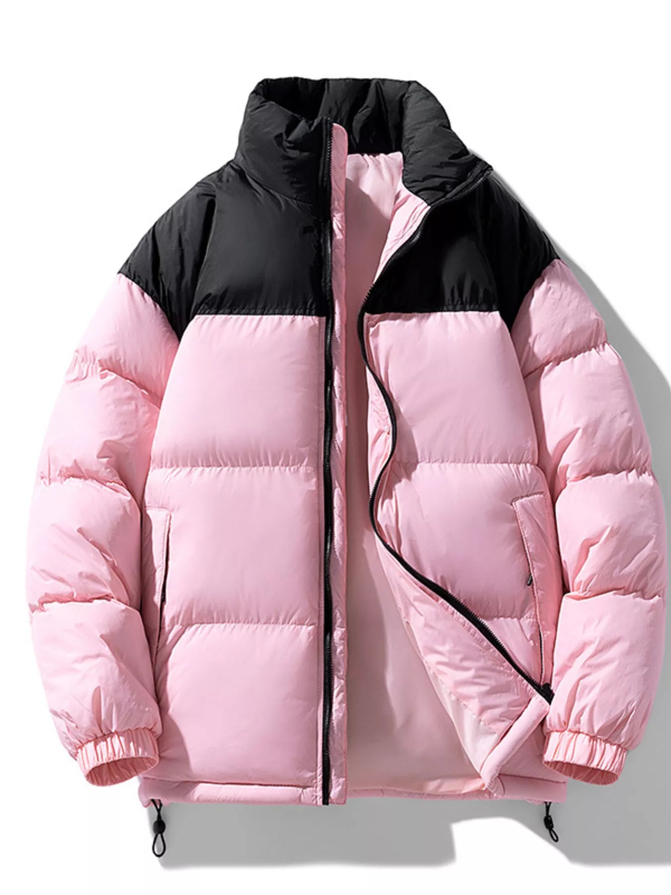 Men's Full Size Padded Zip Up Puffer Jacket Plus Size Pink